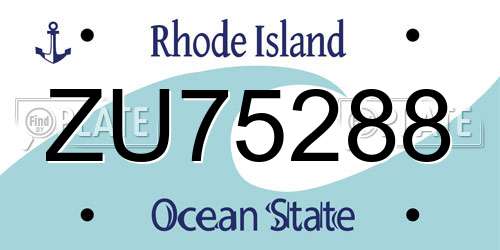 ZU75288 Rhode Island License Plate