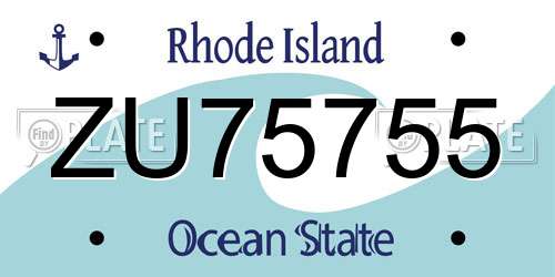 ZU75755 Rhode Island License Plate