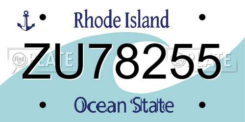ZU78255 Rhode Island License Plate