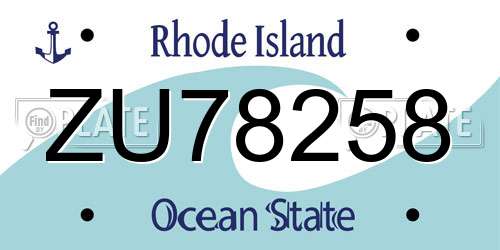 ZU78258 Rhode Island License Plate