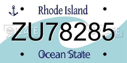 ZU78285 Rhode Island License Plate
