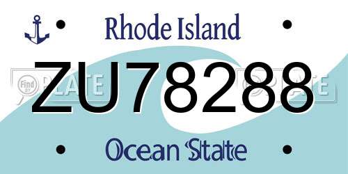 ZU78288 Rhode Island License Plate