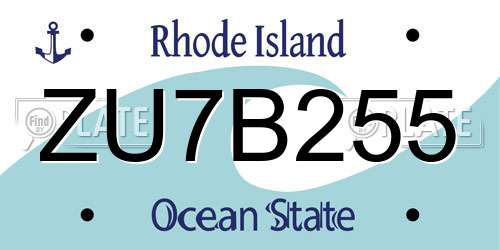ZU7B255 Rhode Island License Plate
