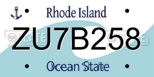 ZU7B258 Rhode Island License Plate