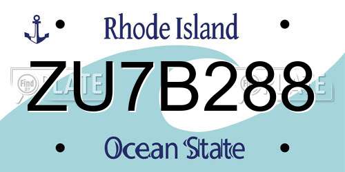 ZU7B288 Rhode Island License Plate