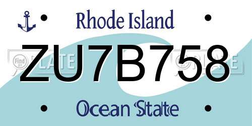 ZU7B758 Rhode Island License Plate