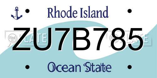 ZU7B785 Rhode Island License Plate