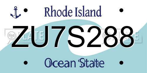 ZU7S288 Rhode Island License Plate