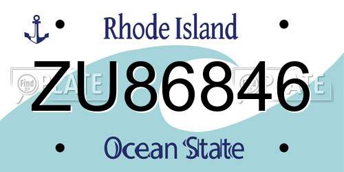ZU86846 Rhode Island License Plate