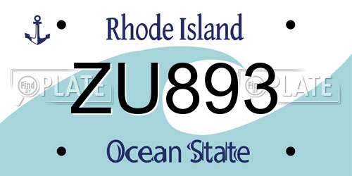 ZU893 Rhode Island License Plate