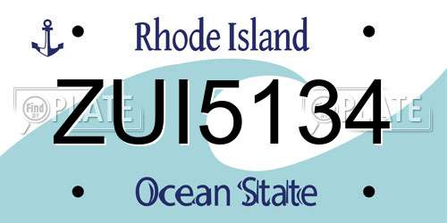 ZUI5134 Rhode Island License Plate