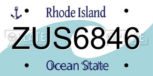ZUS6846 Rhode Island License Plate