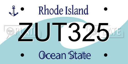 ZUT325 Rhode Island License Plate