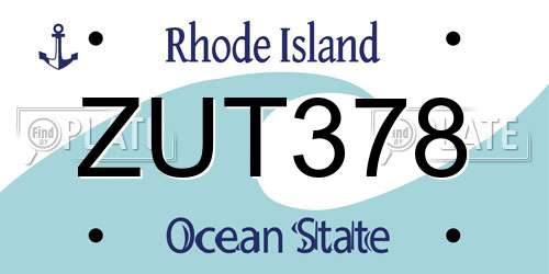 ZUT378 Rhode Island License Plate