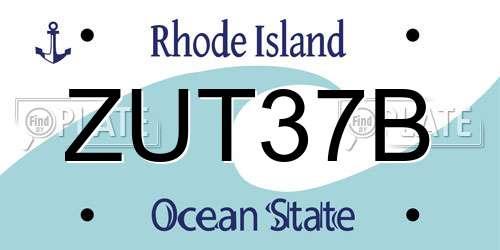 ZUT37B Rhode Island License Plate