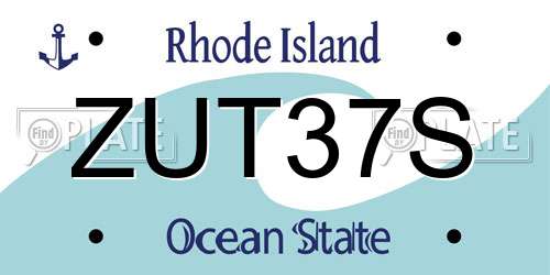 ZUT37S Rhode Island License Plate