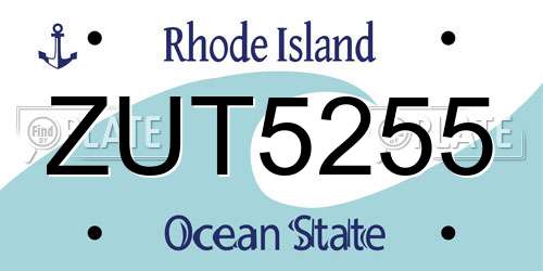 ZUT5255 Rhode Island License Plate