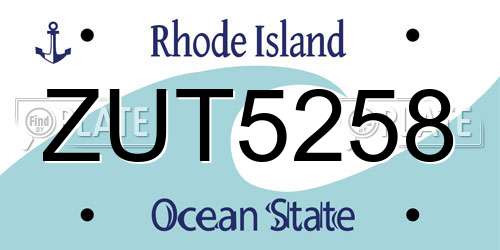 ZUT5258 Rhode Island License Plate