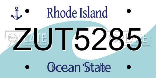 ZUT5285 Rhode Island License Plate
