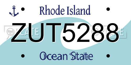 ZUT5288 Rhode Island License Plate