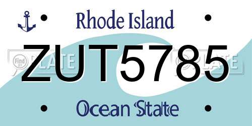 ZUT5785 Rhode Island License Plate