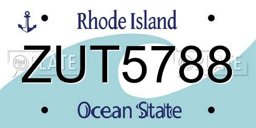 ZUT5788 Rhode Island License Plate