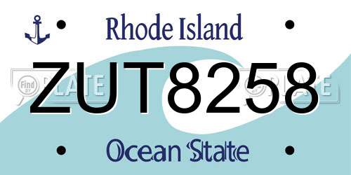 ZUT8258 Rhode Island License Plate
