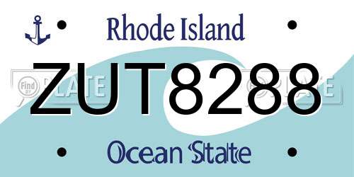 ZUT8288 Rhode Island License Plate