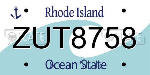ZUT8758 Rhode Island License Plate