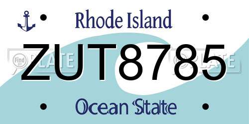 ZUT8785 Rhode Island License Plate