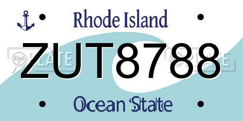 ZUT8788 Rhode Island License Plate