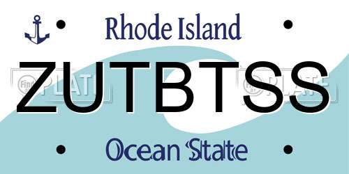 ZUTBTSS Rhode Island License Plate