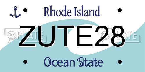 ZUTE28 Rhode Island License Plate