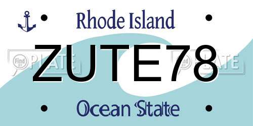 ZUTE78 Rhode Island License Plate