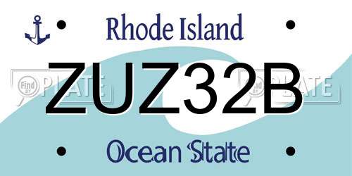 ZUZ32B Rhode Island License Plate