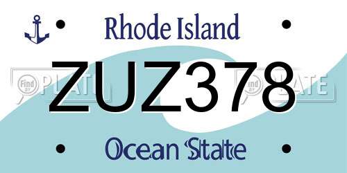ZUZ378 Rhode Island License Plate