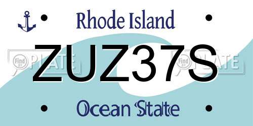 ZUZ37S Rhode Island License Plate