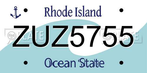 ZUZ5755 Rhode Island License Plate