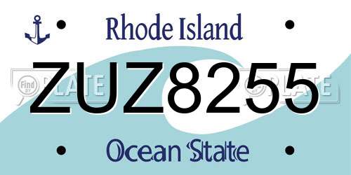 ZUZ8255 Rhode Island License Plate