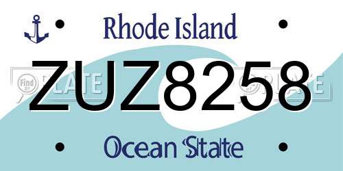 ZUZ8258 Rhode Island License Plate