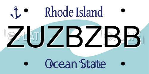 ZUZBZBB Rhode Island License Plate