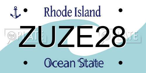 ZUZE28 Rhode Island License Plate