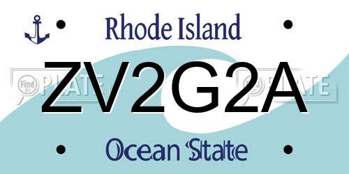 ZV2G2A Rhode Island License Plate