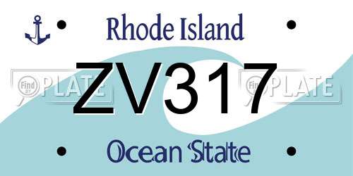 ZV317 Rhode Island License Plate