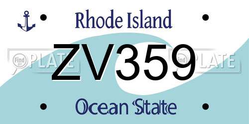 ZV359 Rhode Island License Plate