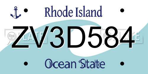 ZV3D584 Rhode Island License Plate