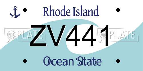 ZV441 Rhode Island License Plate