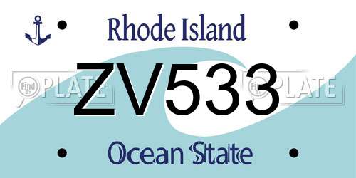 ZV533 Rhode Island License Plate