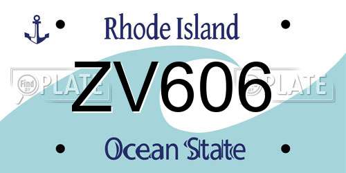 ZV606 Rhode Island License Plate