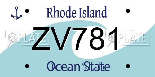 ZV781 Rhode Island License Plate